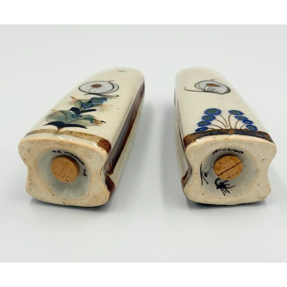 Folk-Art Ken Edwards Palomar Tonala Pottery Hand Painted Salt and Pepper Shakers